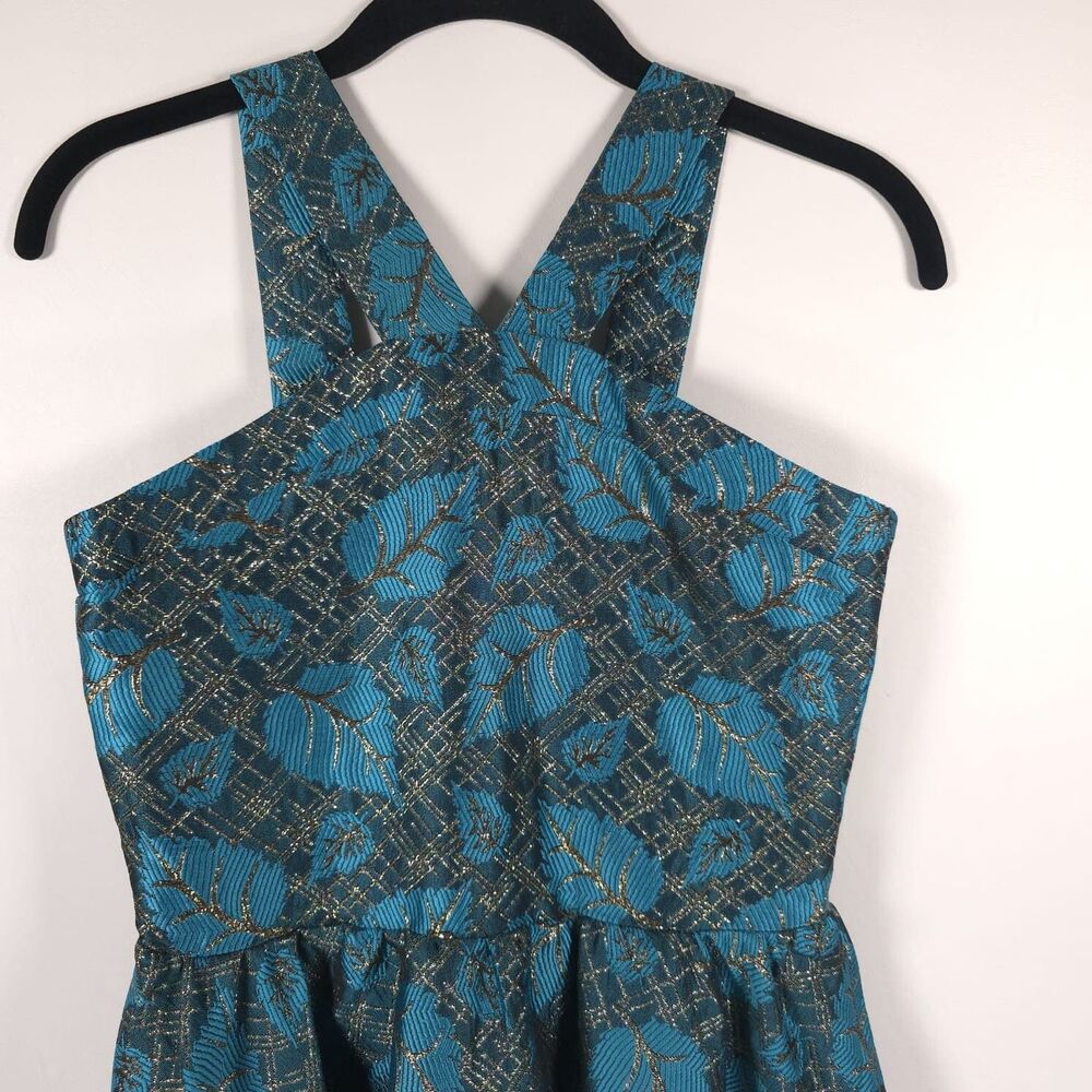 MISS BEHAVE GIRLS New Dress 12 Metallic Turquoise Fit Flare Pleated Stephanie - Picture 4 of 14